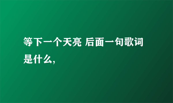 等下一个天亮 后面一句歌词是什么,