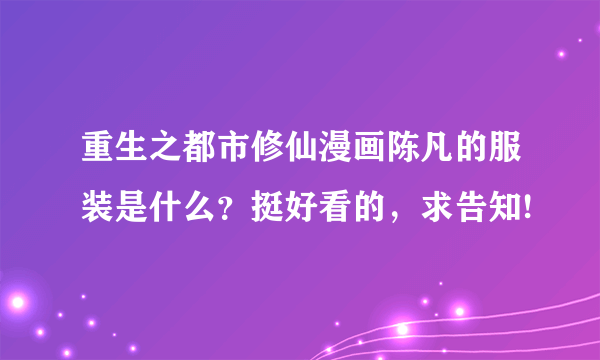 重生之都市修仙漫画陈凡的服装是什么？挺好看的，求告知!