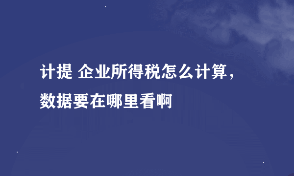 计提 企业所得税怎么计算，数据要在哪里看啊