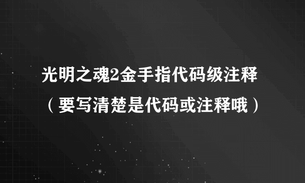 光明之魂2金手指代码级注释（要写清楚是代码或注释哦）