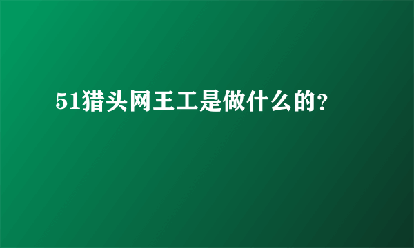 51猎头网王工是做什么的？