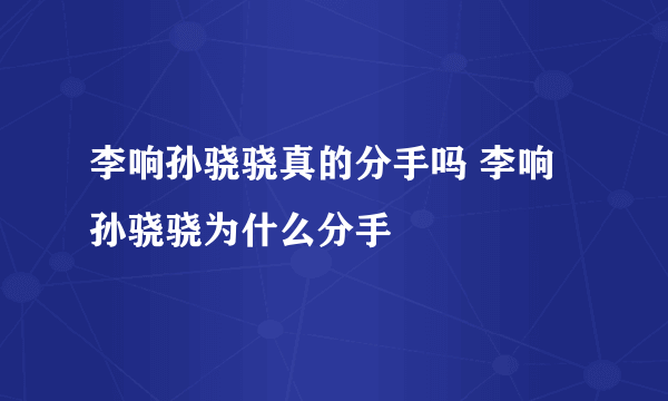 李响孙骁骁真的分手吗 李响孙骁骁为什么分手