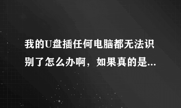 我的U盘插任何电脑都无法识别了怎么办啊，如果真的是U盘坏了，如何获取里面文件数据