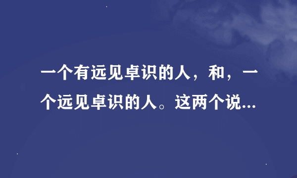 一个有远见卓识的人，和，一个远见卓识的人。这两个说法哪个对