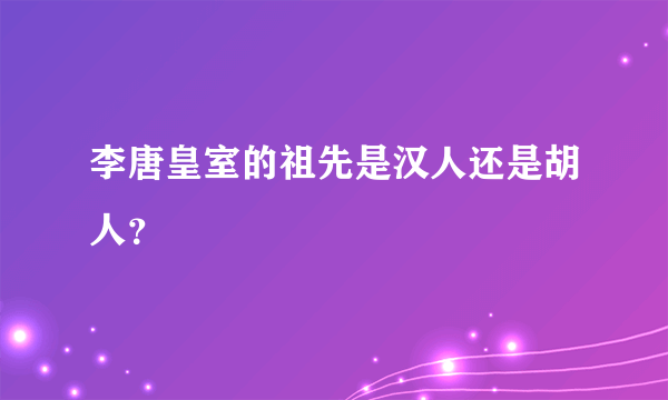 李唐皇室的祖先是汉人还是胡人？