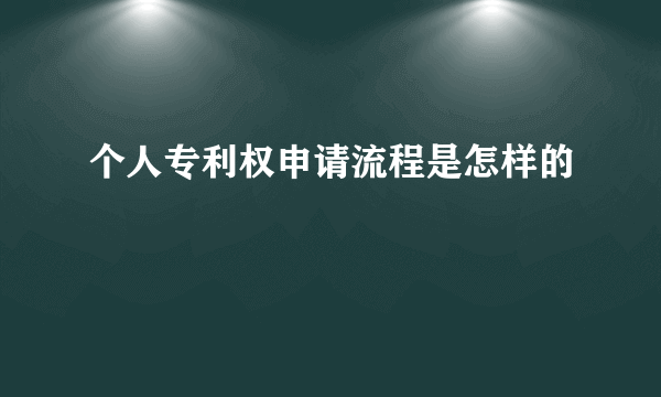 个人专利权申请流程是怎样的