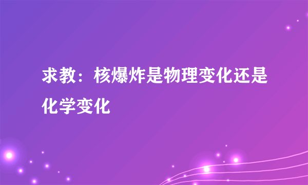 求教：核爆炸是物理变化还是化学变化