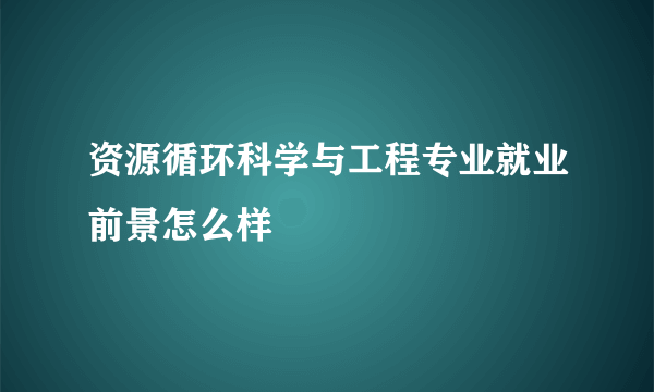 资源循环科学与工程专业就业前景怎么样