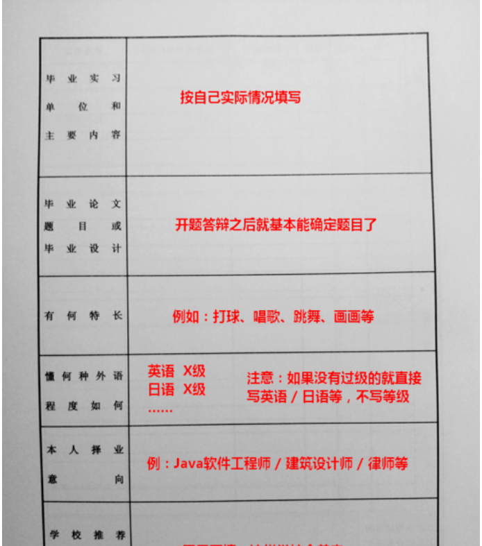 毕业生登记表如何填写？（要详细的各项答案）