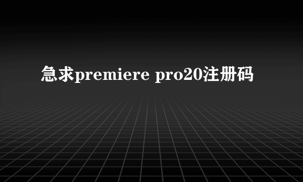 急求premiere pro20注册码