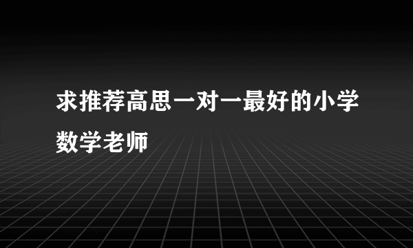 求推荐高思一对一最好的小学数学老师