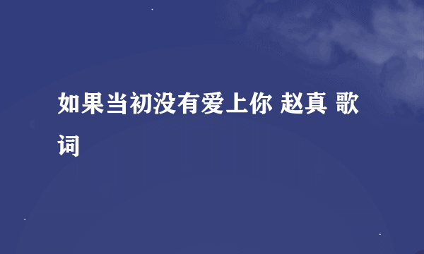 如果当初没有爱上你 赵真 歌词