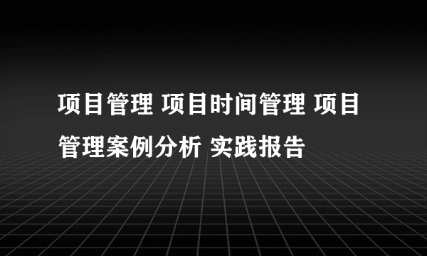 项目管理 项目时间管理 项目管理案例分析 实践报告