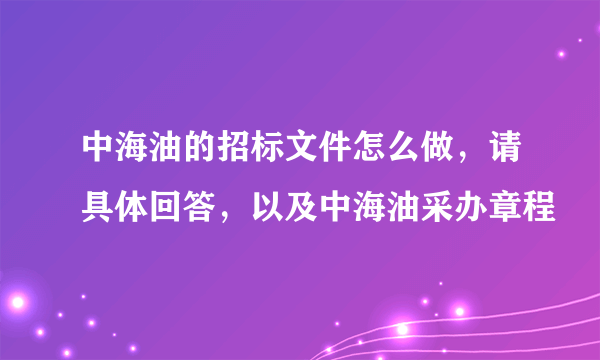 中海油的招标文件怎么做，请具体回答，以及中海油采办章程