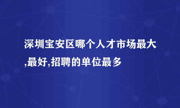 深圳宝安区哪个人才市场最大,最好,招聘的单位最多