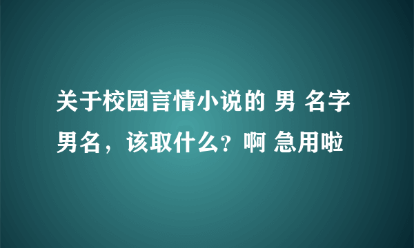 关于校园言情小说的 男 名字 男名，该取什么？啊 急用啦