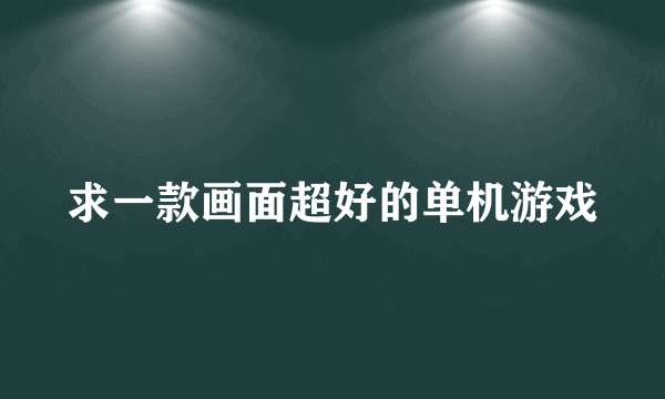 求一款画面超好的单机游戏