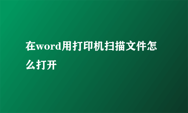 在word用打印机扫描文件怎么打开