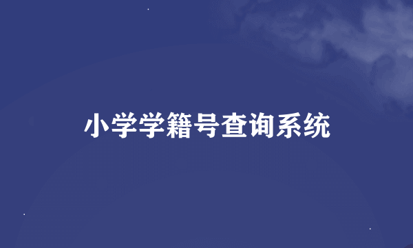 小学学籍号查询系统