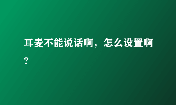 耳麦不能说话啊，怎么设置啊？