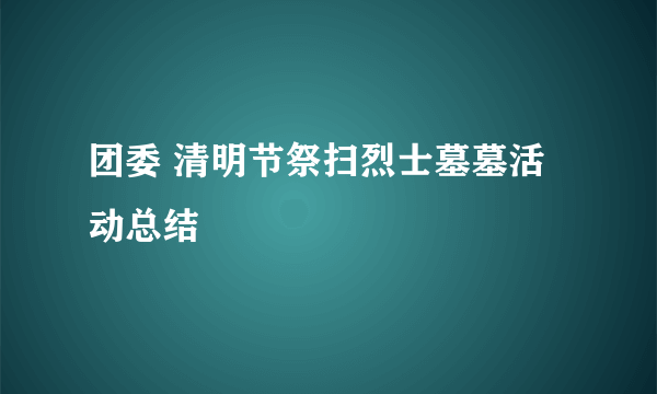 团委 清明节祭扫烈士墓墓活动总结