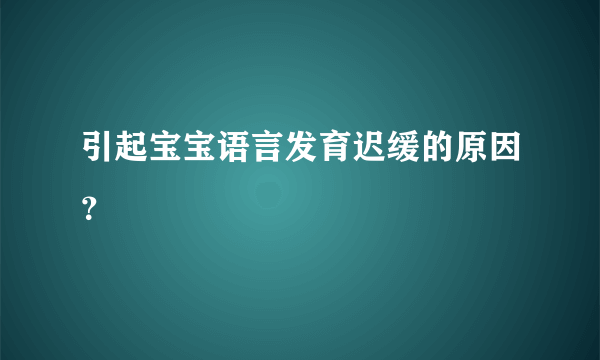 引起宝宝语言发育迟缓的原因？