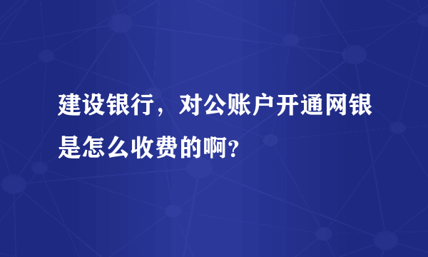 建设银行，对公账户开通网银是怎么收费的啊？