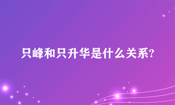 只峰和只升华是什么关系?