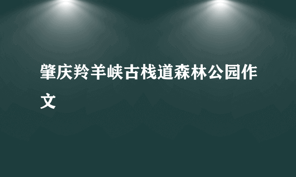 肇庆羚羊峡古栈道森林公园作文