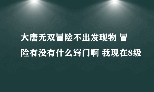 大唐无双冒险不出发现物 冒险有没有什么窍门啊 我现在8级