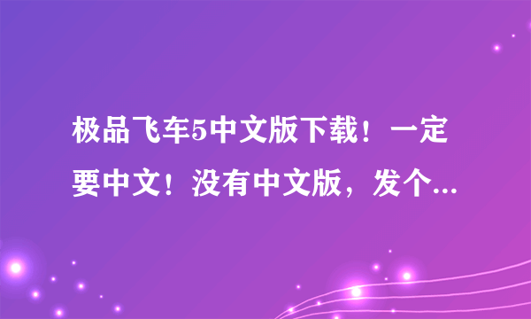 极品飞车5中文版下载！一定要中文！没有中文版，发个中文补丁！