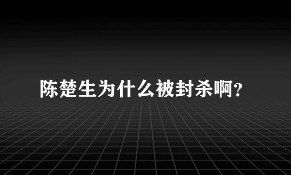 陈楚生为什么被封杀啊？