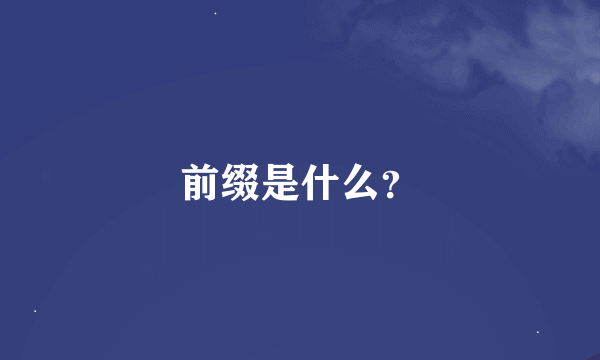 前缀是什么？