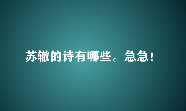 苏辙的诗有哪些。急急！