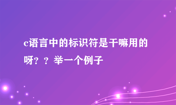 c语言中的标识符是干嘛用的呀？？举一个例子