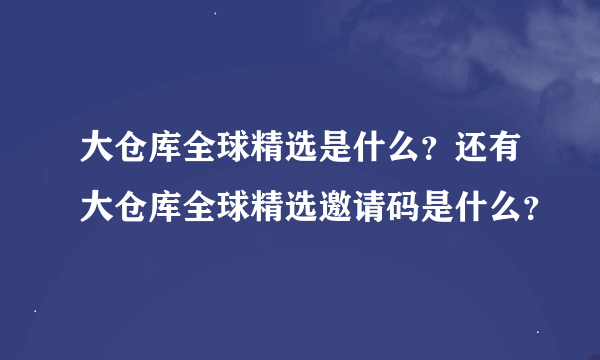 大仓库全球精选是什么？还有大仓库全球精选邀请码是什么？