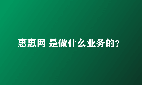 惠惠网 是做什么业务的？