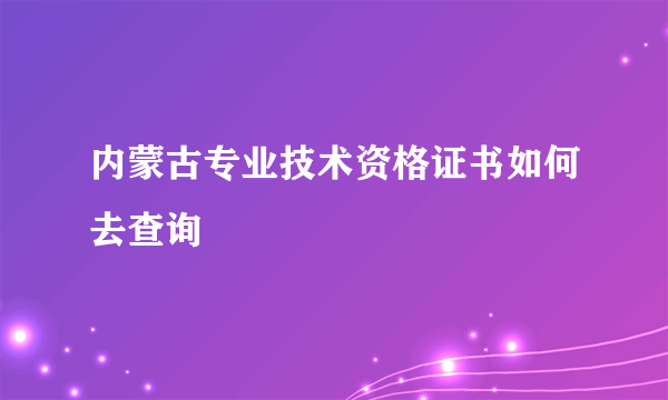 内蒙古专业技术资格证书如何去查询