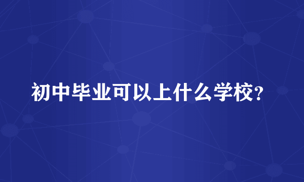 初中毕业可以上什么学校？