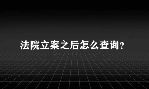 法院立案之后怎么查询？