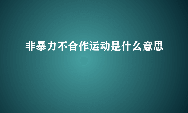 非暴力不合作运动是什么意思