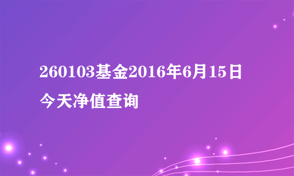 260103基金2016年6月15日今天净值查询