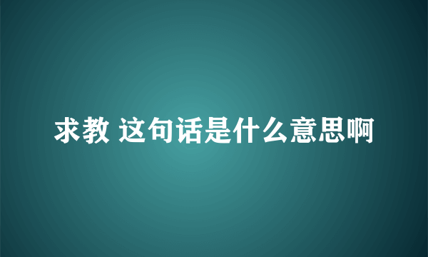 求教 这句话是什么意思啊