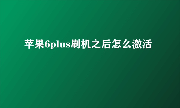 苹果6plus刷机之后怎么激活