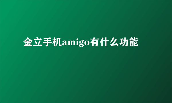 金立手机amigo有什么功能