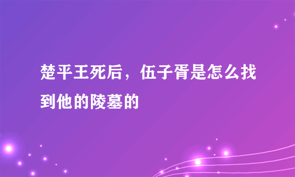 楚平王死后，伍子胥是怎么找到他的陵墓的﹖