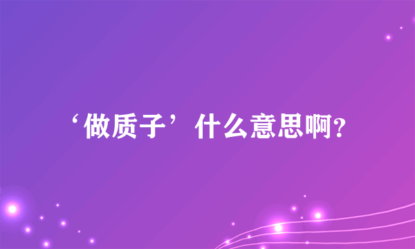 ‘做质子’什么意思啊？