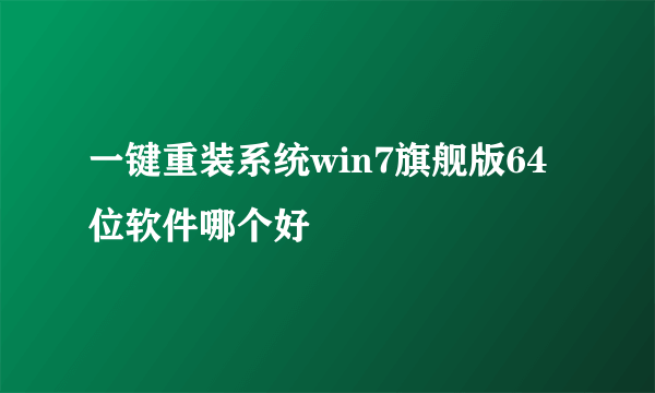 一键重装系统win7旗舰版64位软件哪个好