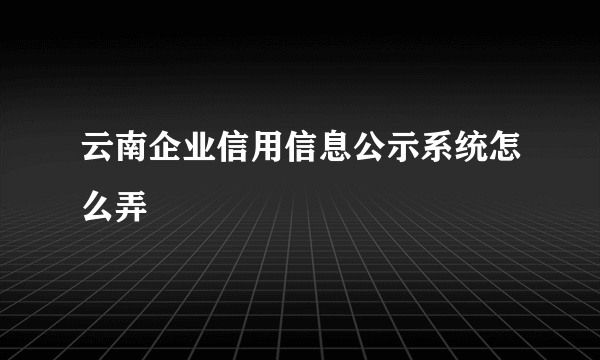 云南企业信用信息公示系统怎么弄