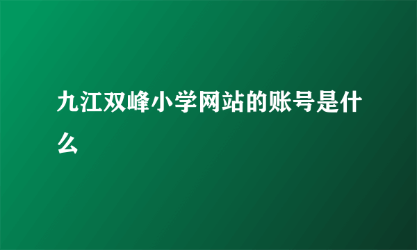 九江双峰小学网站的账号是什么